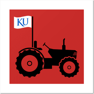 Support Kansas with this Tractor and Flag design Posters and Art